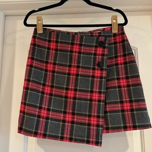H&M Red And Gray Plaid Flannel Mini Skirt School Girl Women's Size 8